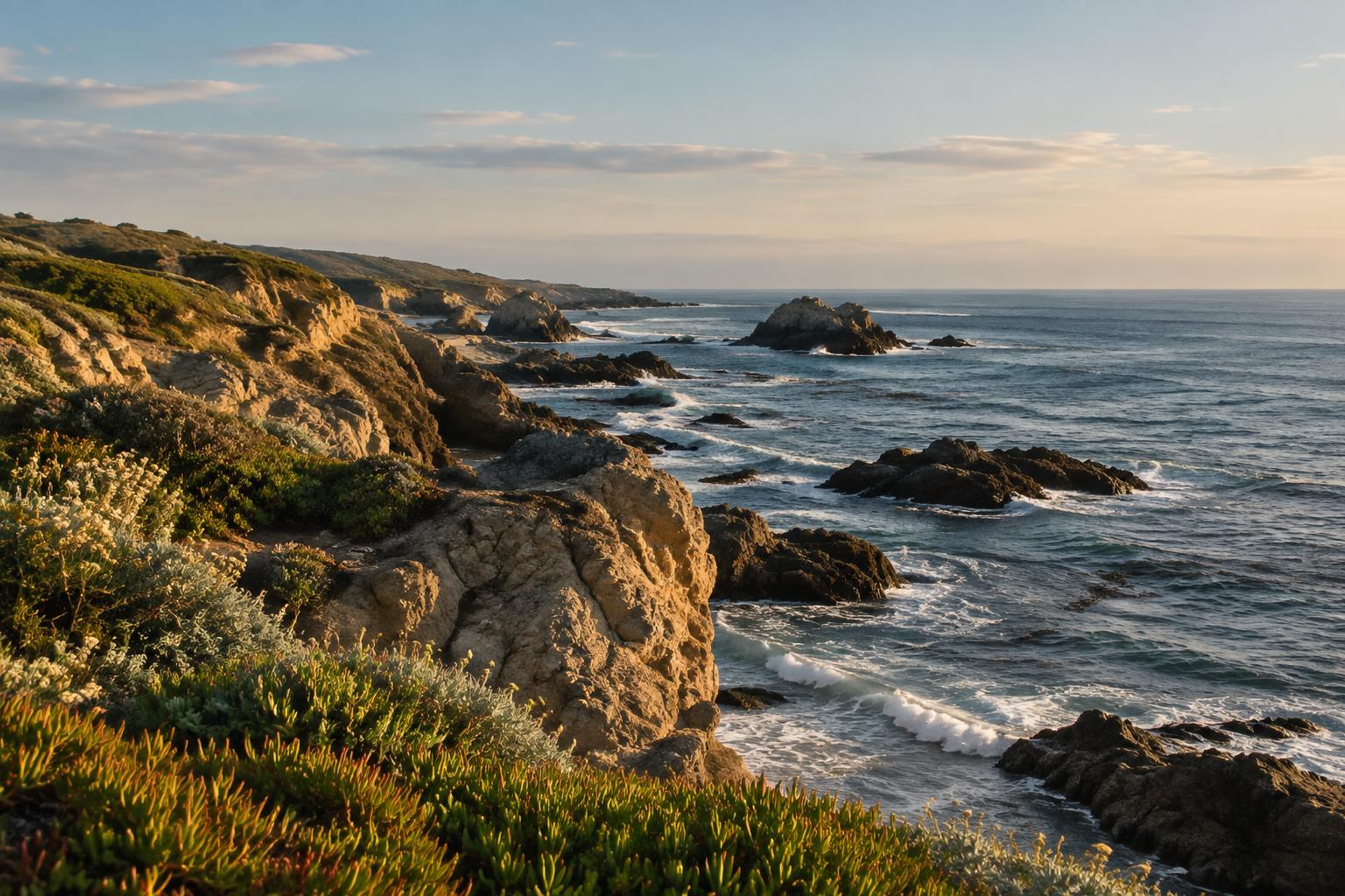 The rocky Pacific shoreline of Corona del Mar, California